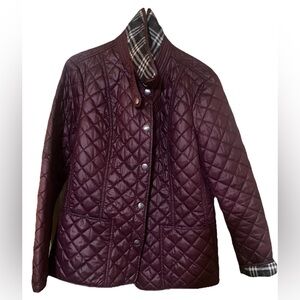 Quilted Rain Nova Check Lining Women’s Size Large Maroon Burgundy
